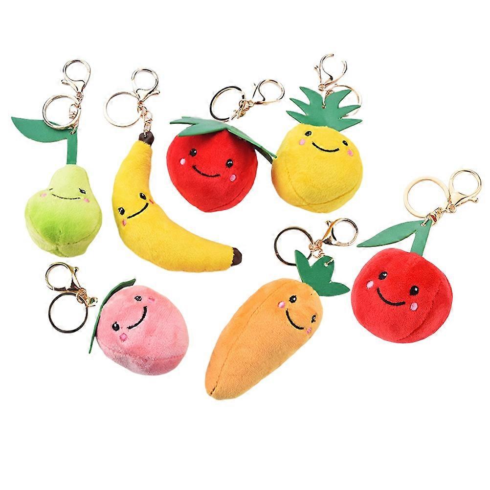 Hanging Pendant Keychains Plush Fruits Shaped for Decoration 7Pcs Set