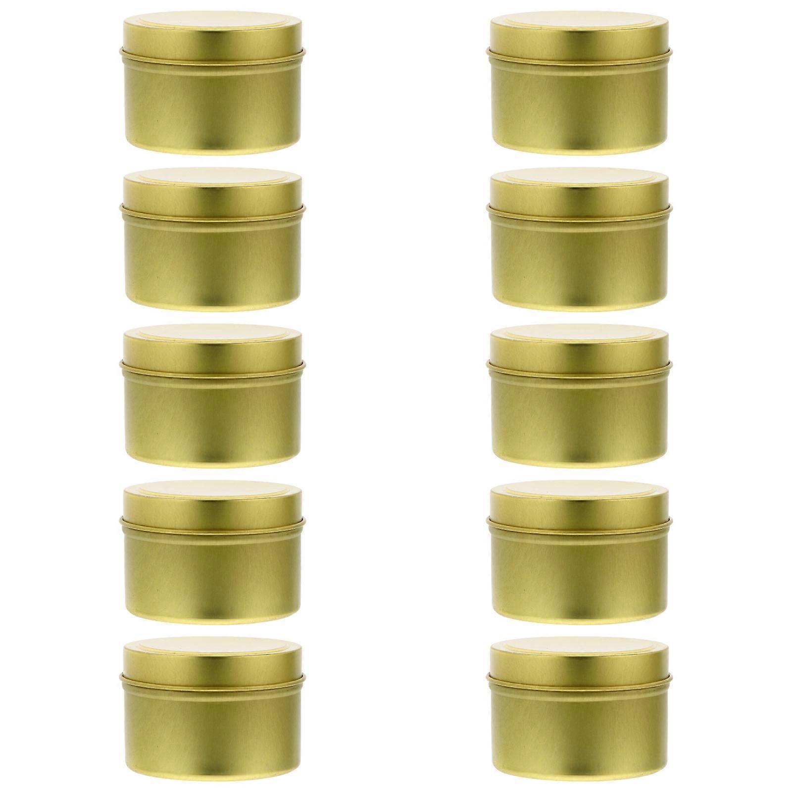 Golden Aromatherapy Candle Can Tinplate Canister for Storage Use 2Sets
