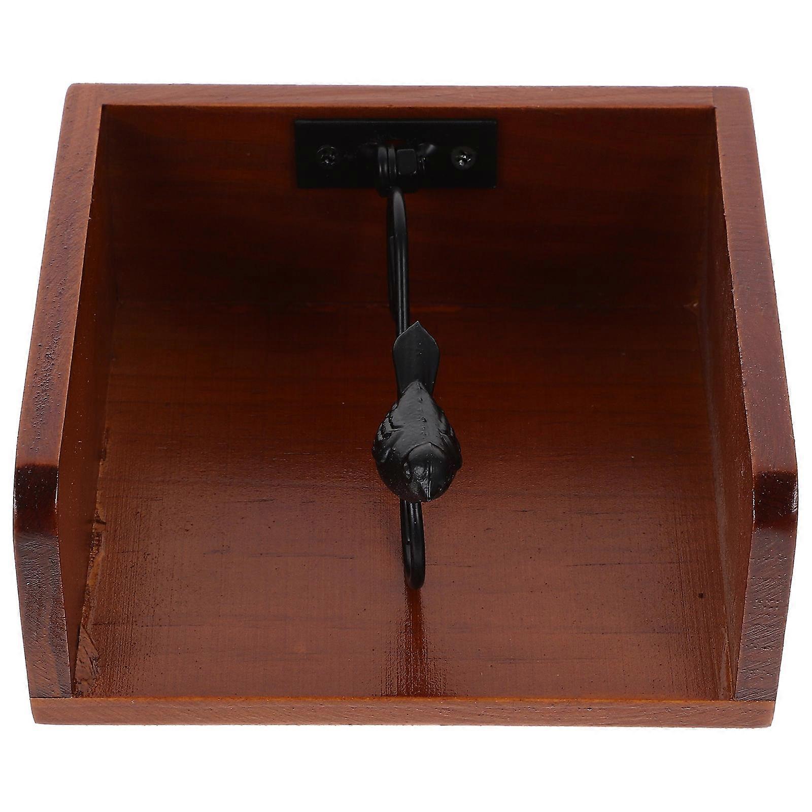 Rustic Napkin Holder for Tissue Storage 4Pcs Dark Red Wood Iron Material