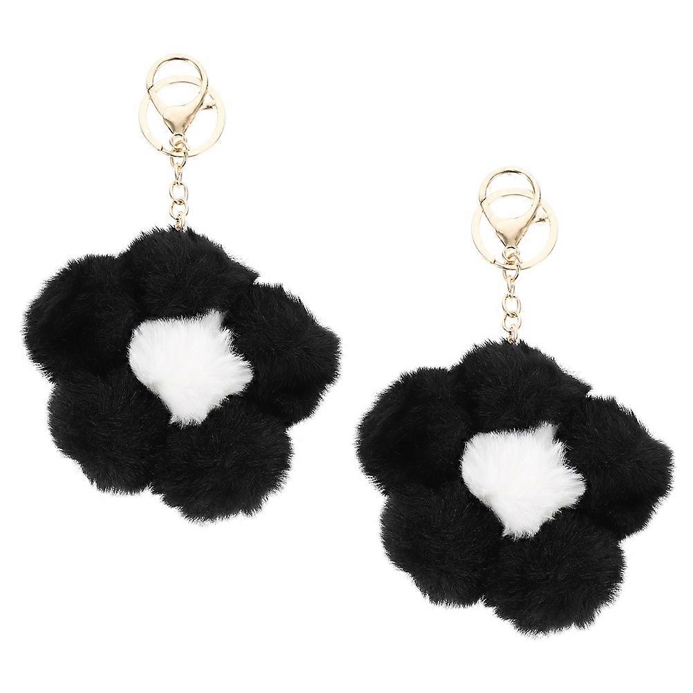 Fluffy Keychain Flower Shape Key Ring for Decor 4Pcs Lovely Pendant Set