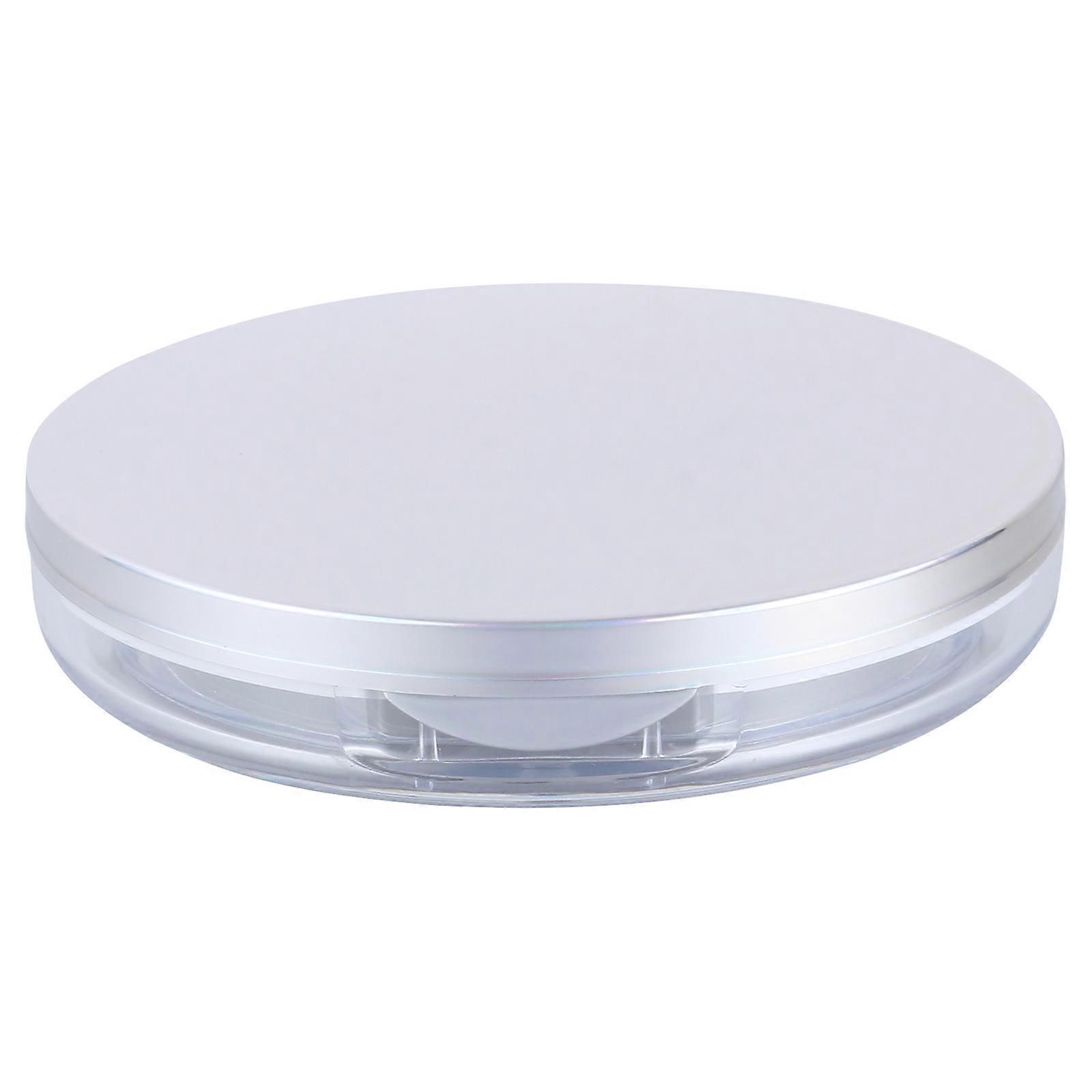 Makeup Powder Case Portable Loose Powder Box with Puff 4Pcs Silver for Storage