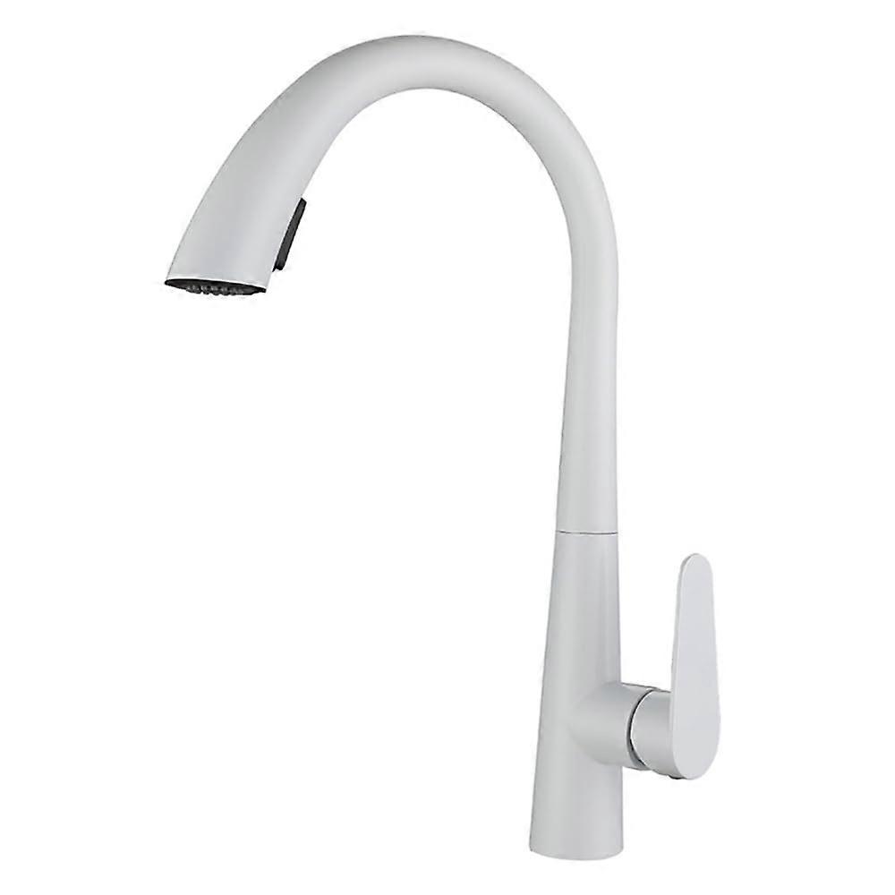 Kitchen Faucets With Pull Out Spray Rotating Stainless Steel Single Handle Single Hole Pull Out Kitchen Faucet White A