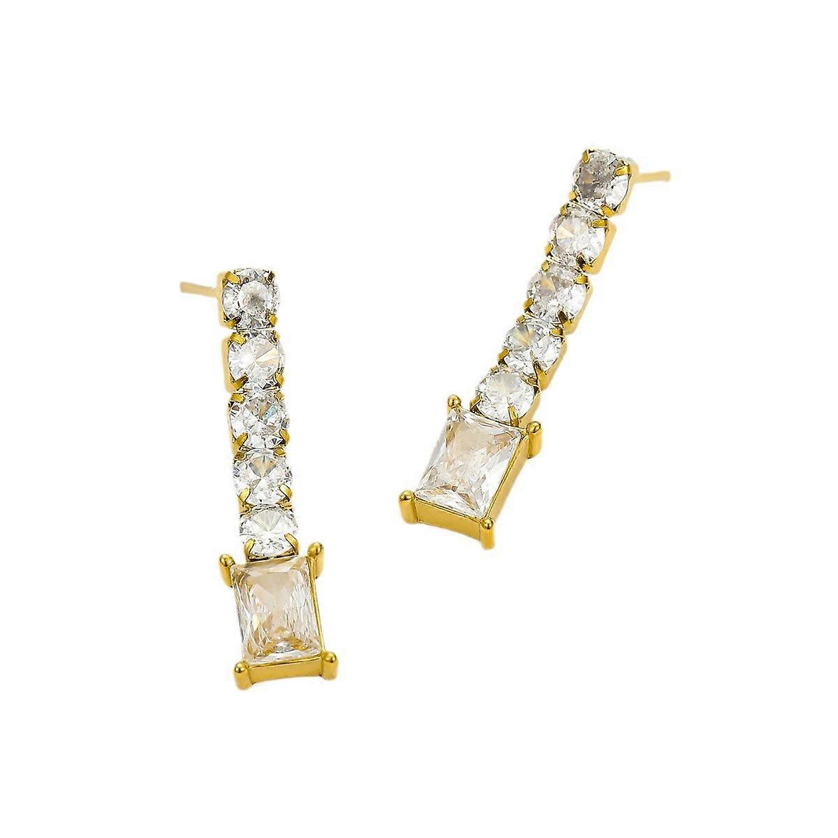 עגילים, נירוסטה טיטניום פלדת אל-חלד מרובעת ציצית זירקון תכשיטים מצופים רב-תכליתיים, 0.68*2.9 ס"מ