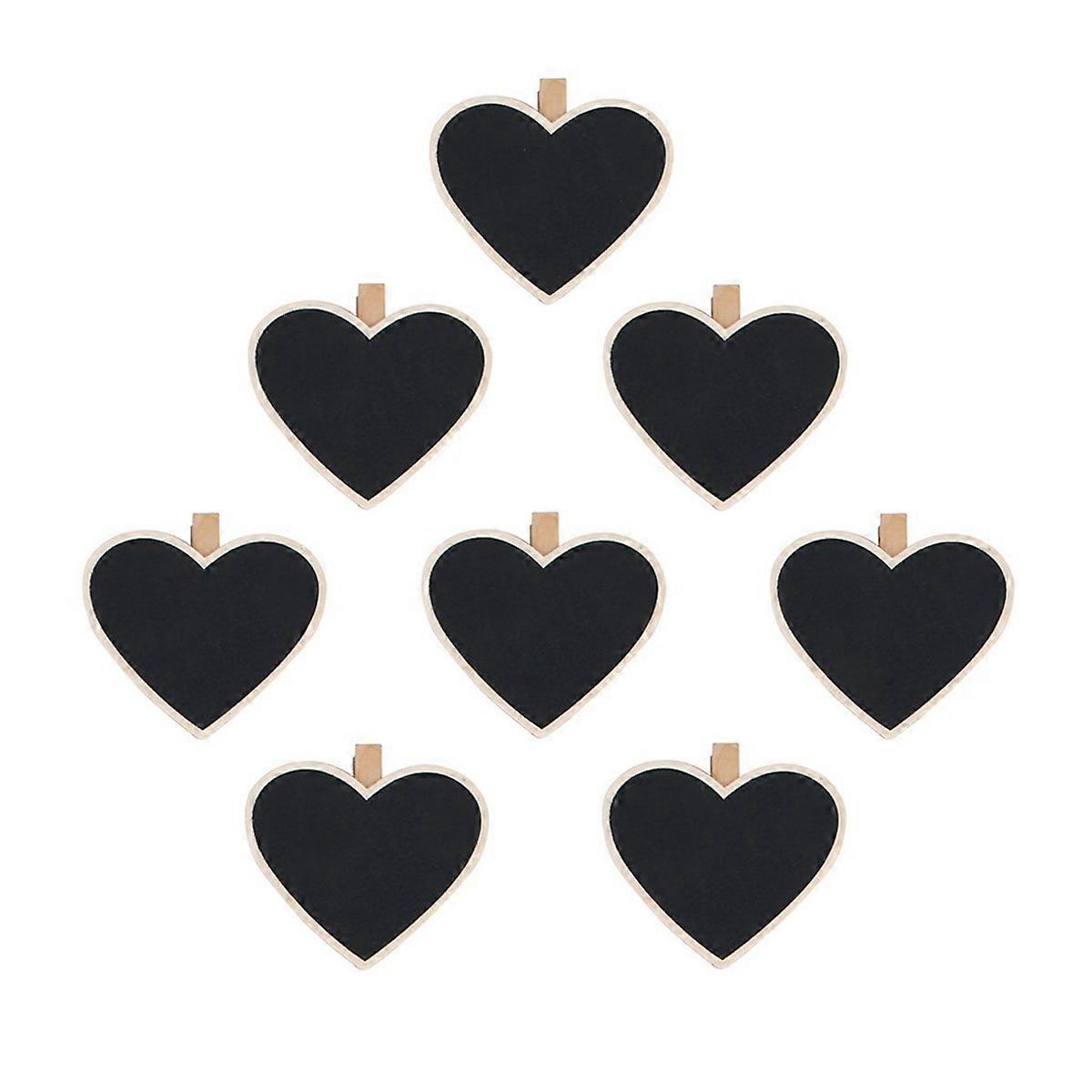Black Mini Wooden Message Blackboard for Fixing 20Pcs Heart Shape Clips