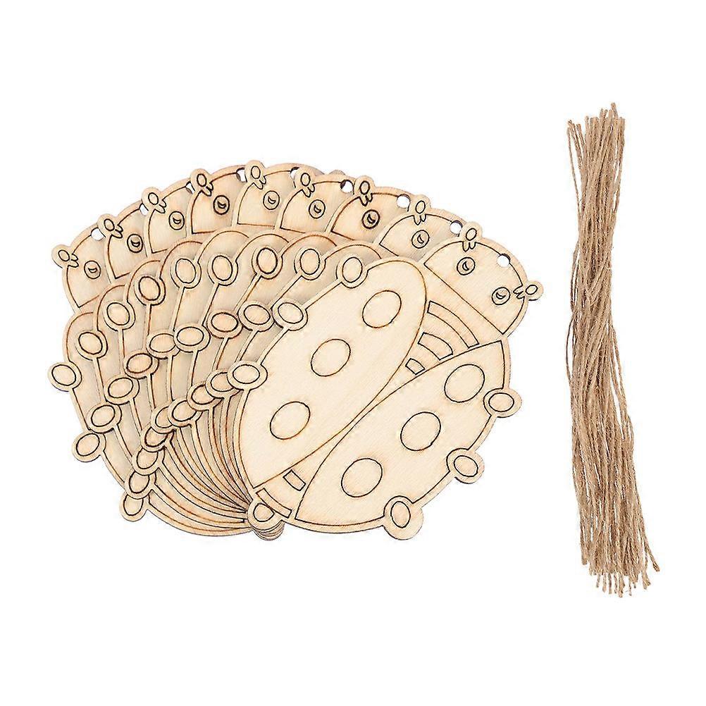 Wooden Ladybird Slices for Home Decoration and DIY Projects in Beige Color with 4 Sets for Craft Enthusiasts