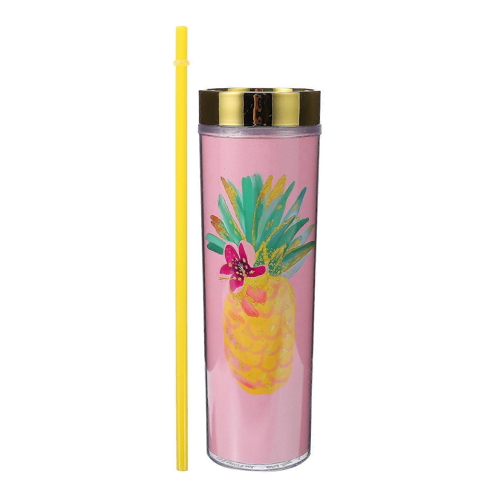 Trendy Hawaiian Themed 3Pcs Reusable Straight Cups Perfect For Enjoying Cold Beverages In Any Occasion With Straw