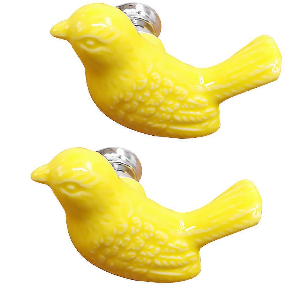 Yellow European Style Cabinet Handle for Home Use 2Pcs Modern Single Hole Ceramic Knob