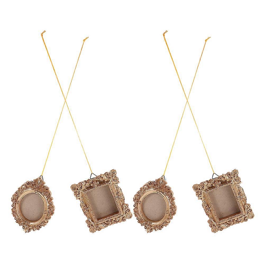 Mini Oval and Rectangle Photo Frames Golden Resin Set for Wedding Decor 16Pcs