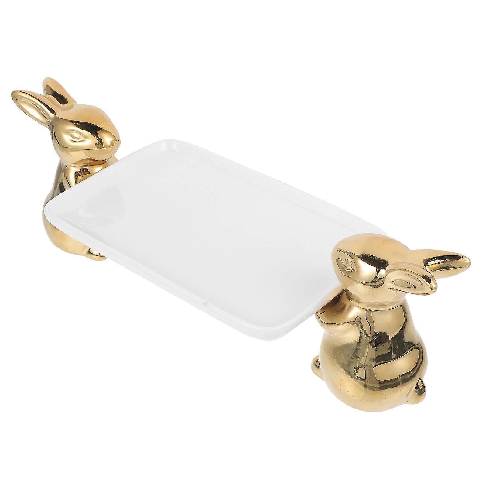 Ceramic Bunny Design Dessert Fruit Tray Special Occasions Storage Display 1Pcs