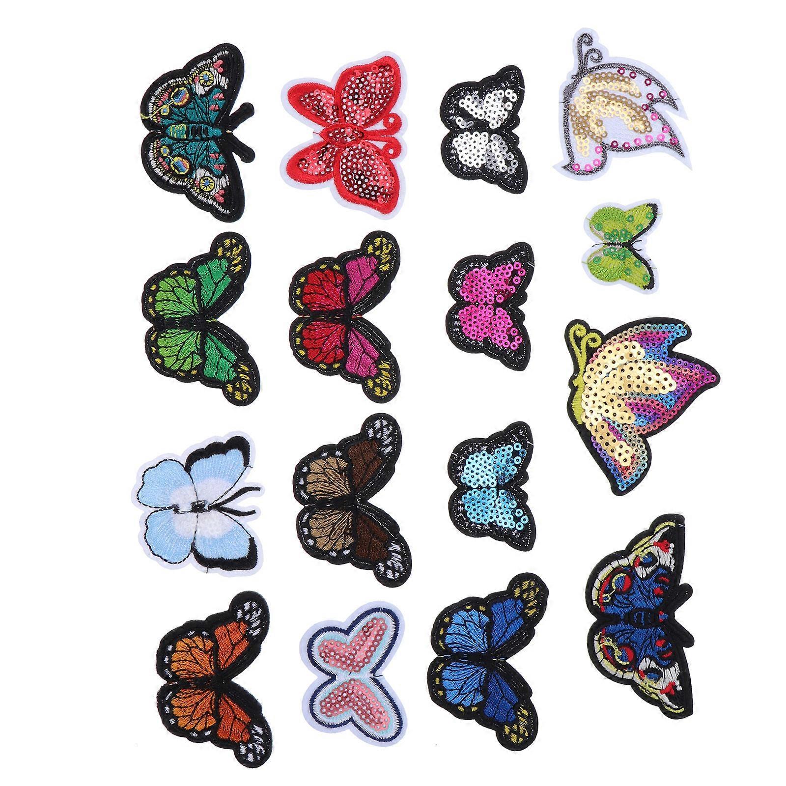 Butterflies Hot Melt Sticker Patch for Clothes Embroidery 48Pcs