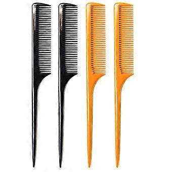 (Pacote com 4) Pente de cabelo de 9,25" resistente, tipo rabo de rato, com dentes finos e cabo fino e longo (preto e marrom)