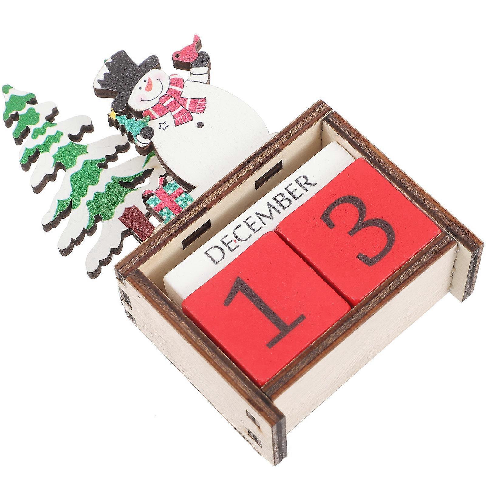 Christmas Advent Calendar Wooden Calendar for Festive Decor 3Pcs