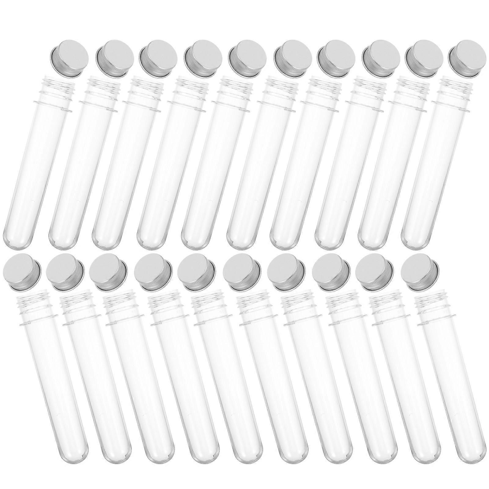 Transparent Plastic Test Tubes for Storage Use 20Pcs Pet Clear Containers with Screw Caps