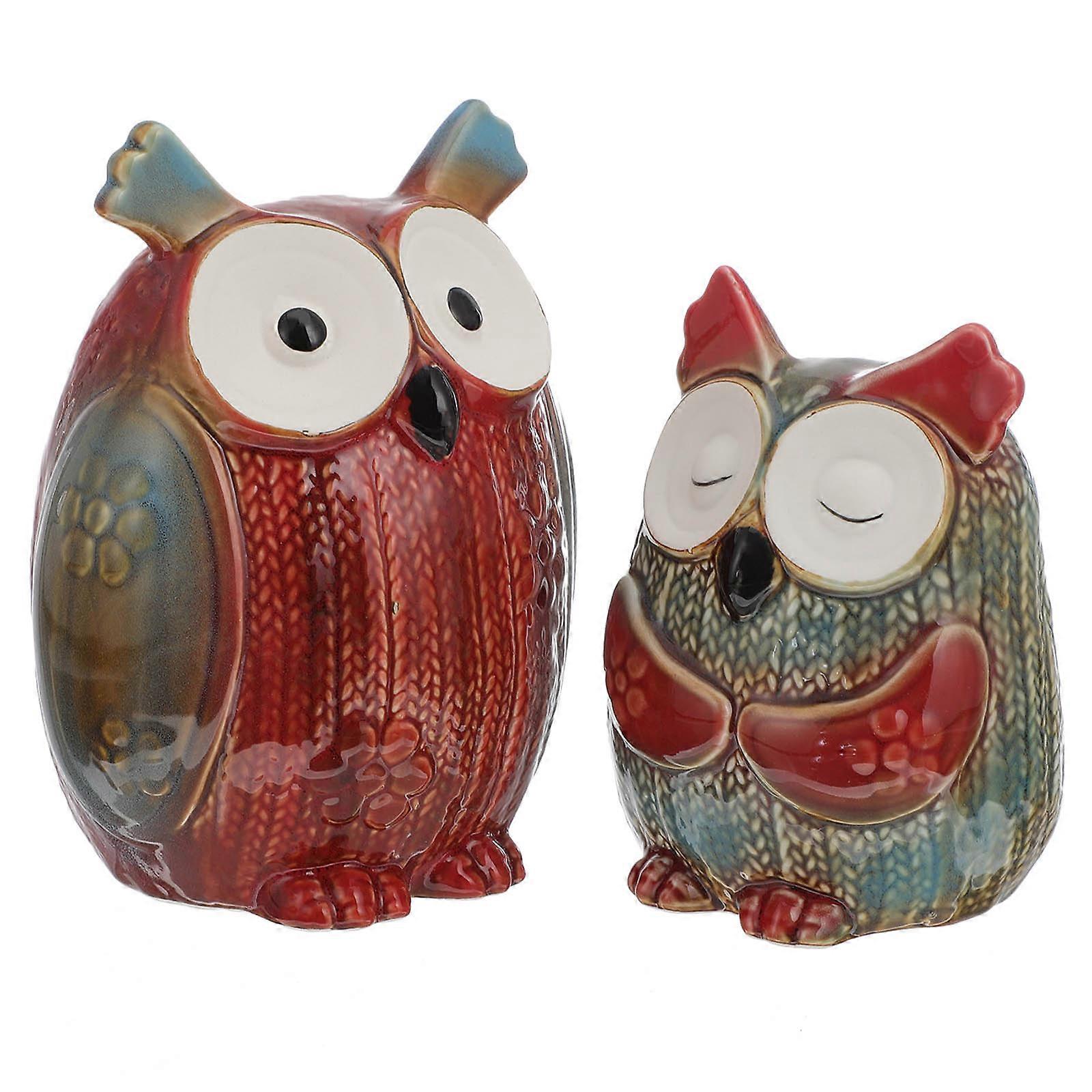 Ceramic Owl Statue Craft for Desktop Decoration 4Pcs Figurines