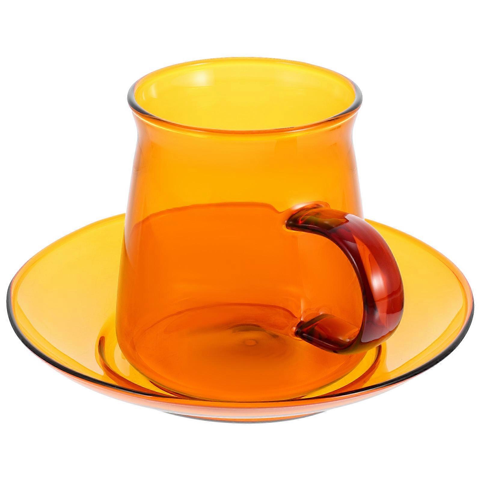 Coffee Cup Glass Coffee Cup with Saucer for Home Use 3Sets