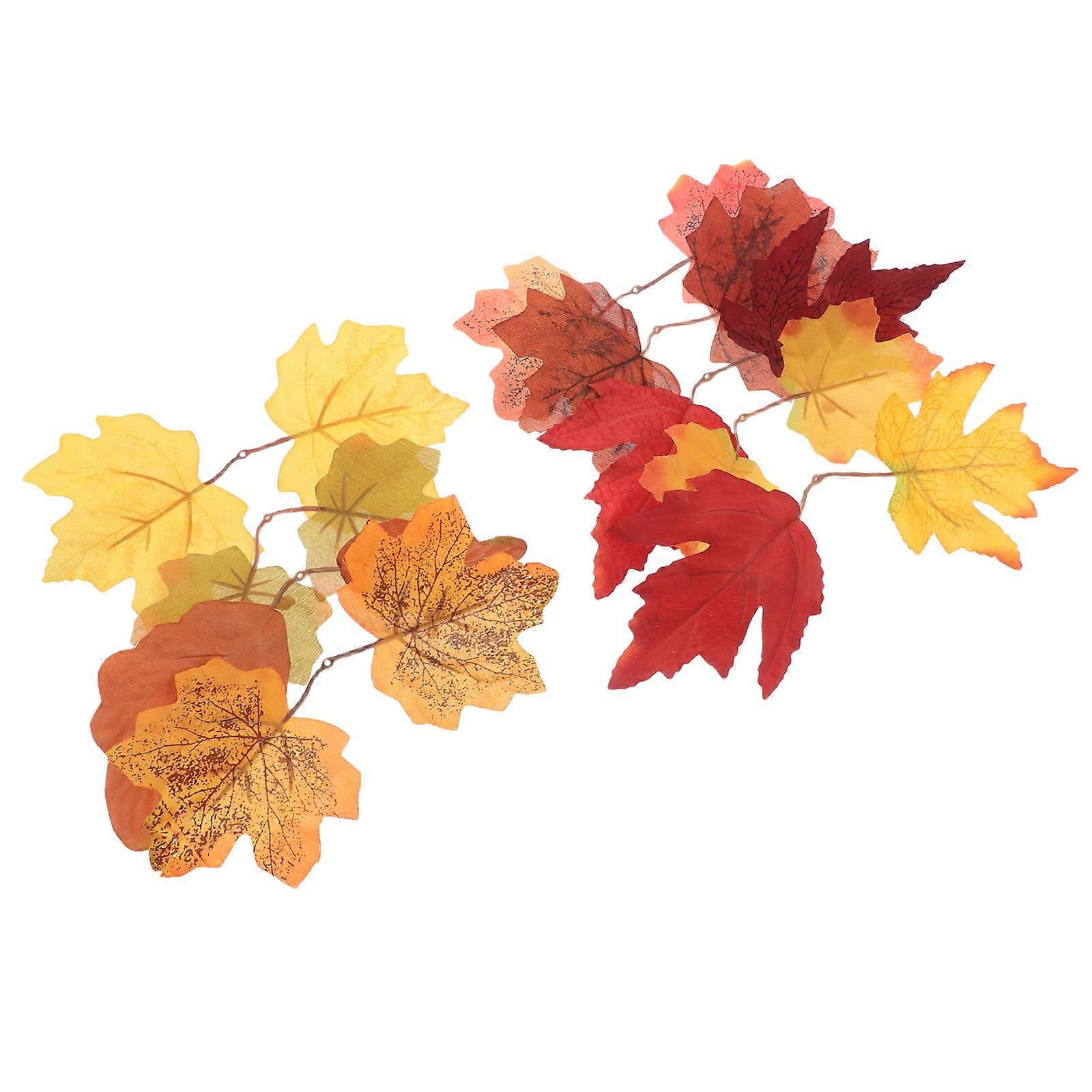 Assorted Color Artificial Maple Leaves for Decoration 90Pcs Fabric Faux Leaves