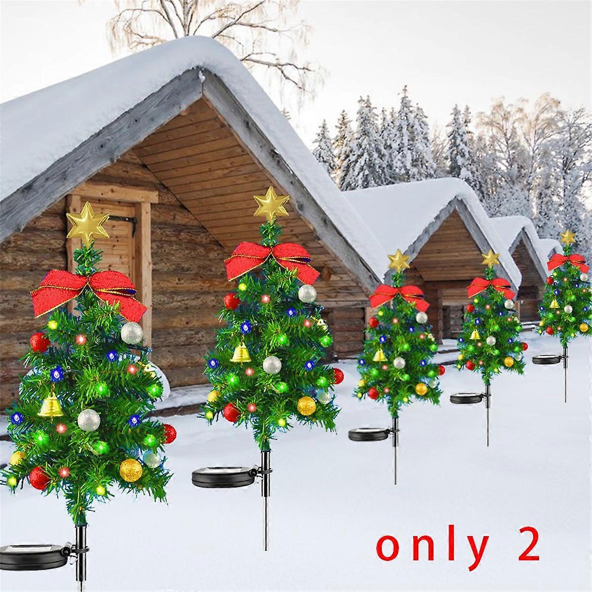 2PCS Solar Christmas Tree Lights Outdoor Waterproof Solar Lights