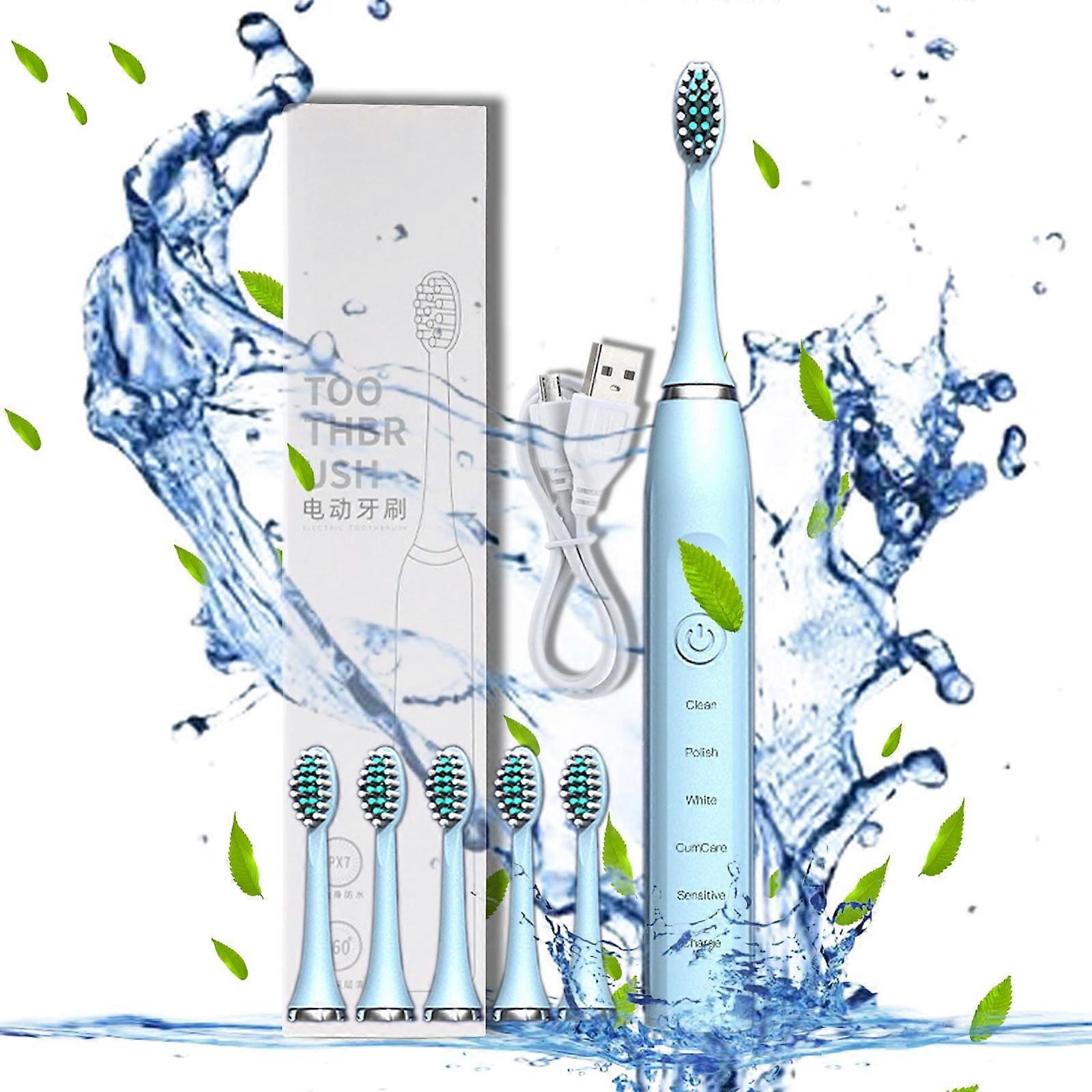 DagobertNiko Electric Toothbrush with 6 Heads, 5 Modes, 20-speed Timer, IPX7 Waterproof - Compatible with Niko