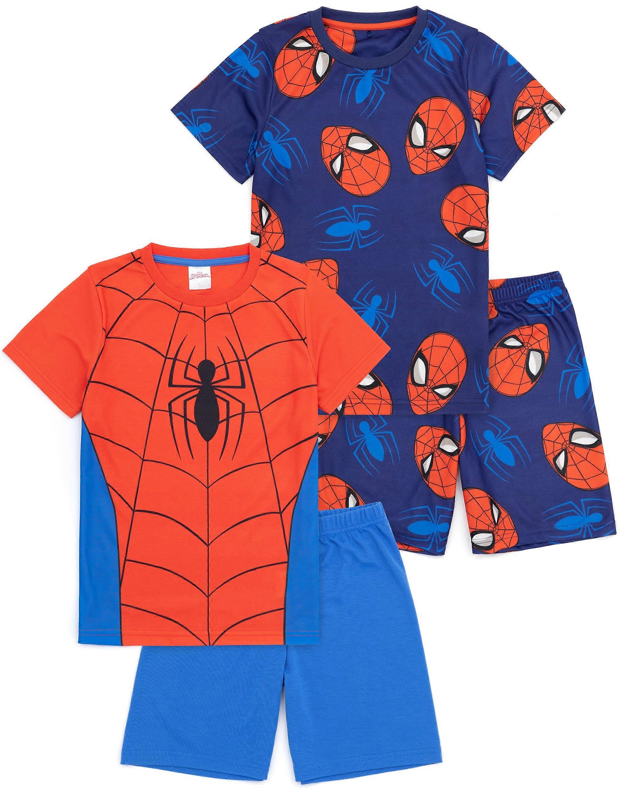 Marvel x Spider Man Boys Short Sleeve Short Leg Pyjama Set Blue