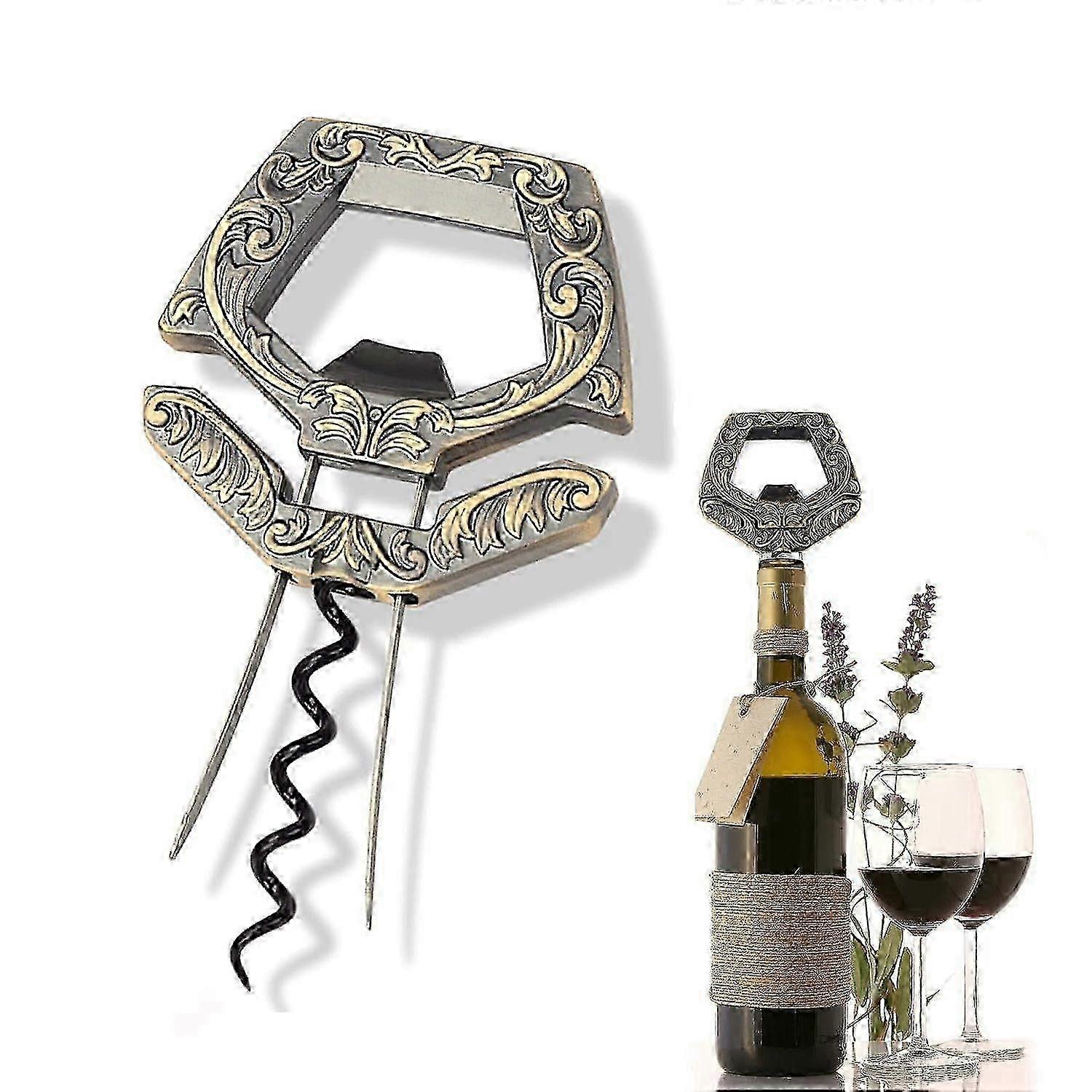 Suitable For 3 In 1 Two Prong Wine Opener Cork Remover, Easy Removal Of Old And Fragile Corks For Wine Enthusiasts-jc