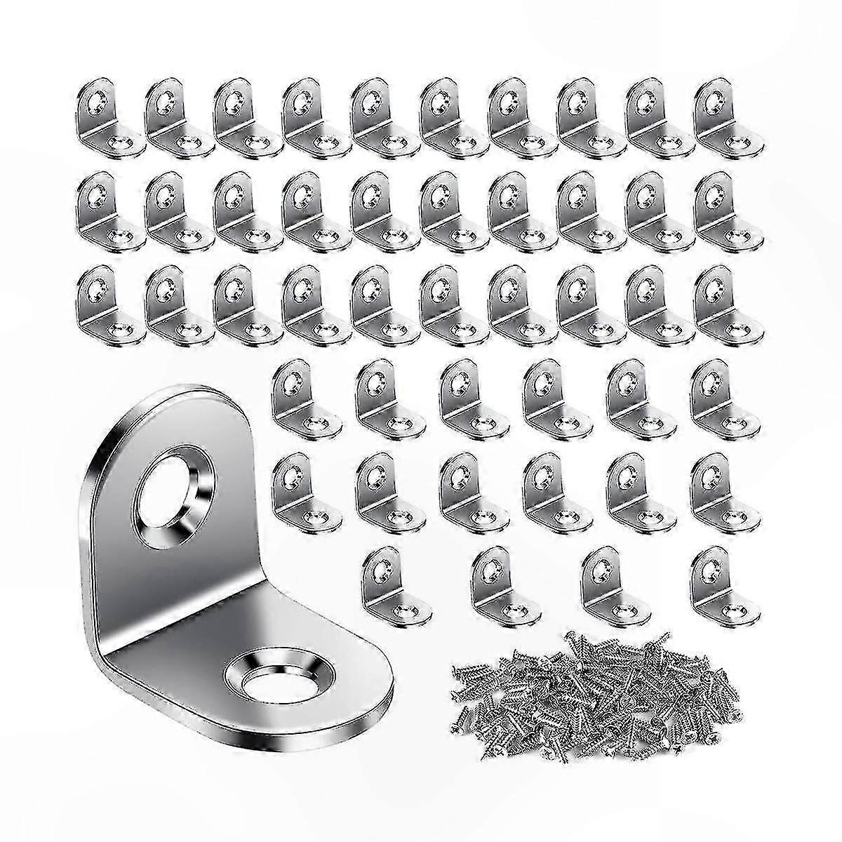 Confezione da 50 supporti angolari, staffe a L resistenti, supporti ad angolo retto in acciaio inossidabile, staffe piccole e resistenti per applicazioni a 90 gradi