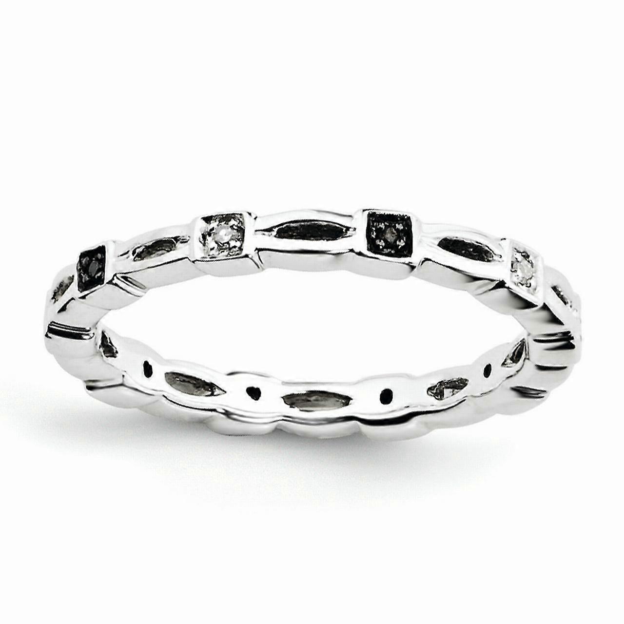 Black and White Diamond Sterling Silver Ring