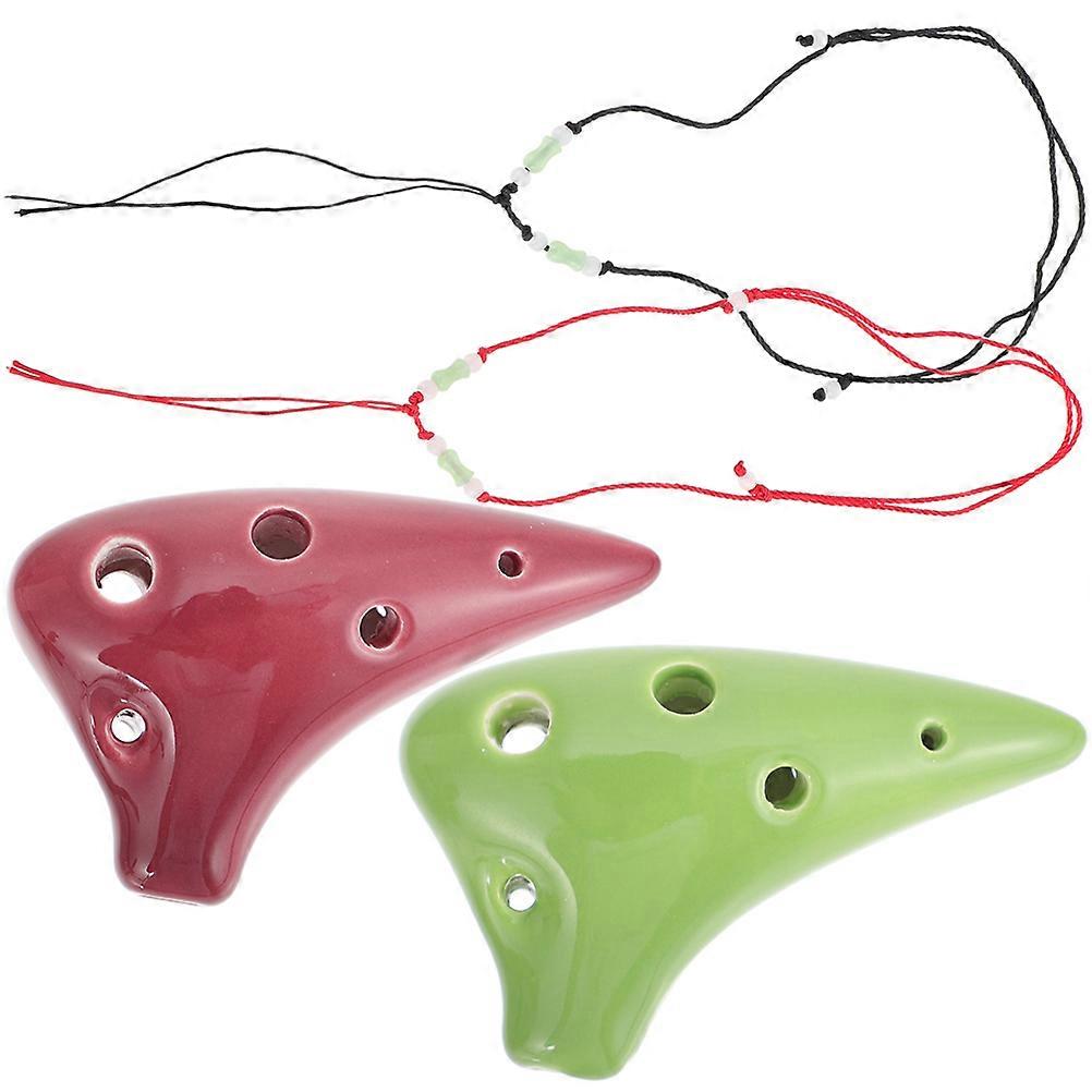 Kids Musical Instruments 2Pcs Mini Ocarina Necklace Portable Easy To Play Assorted Color