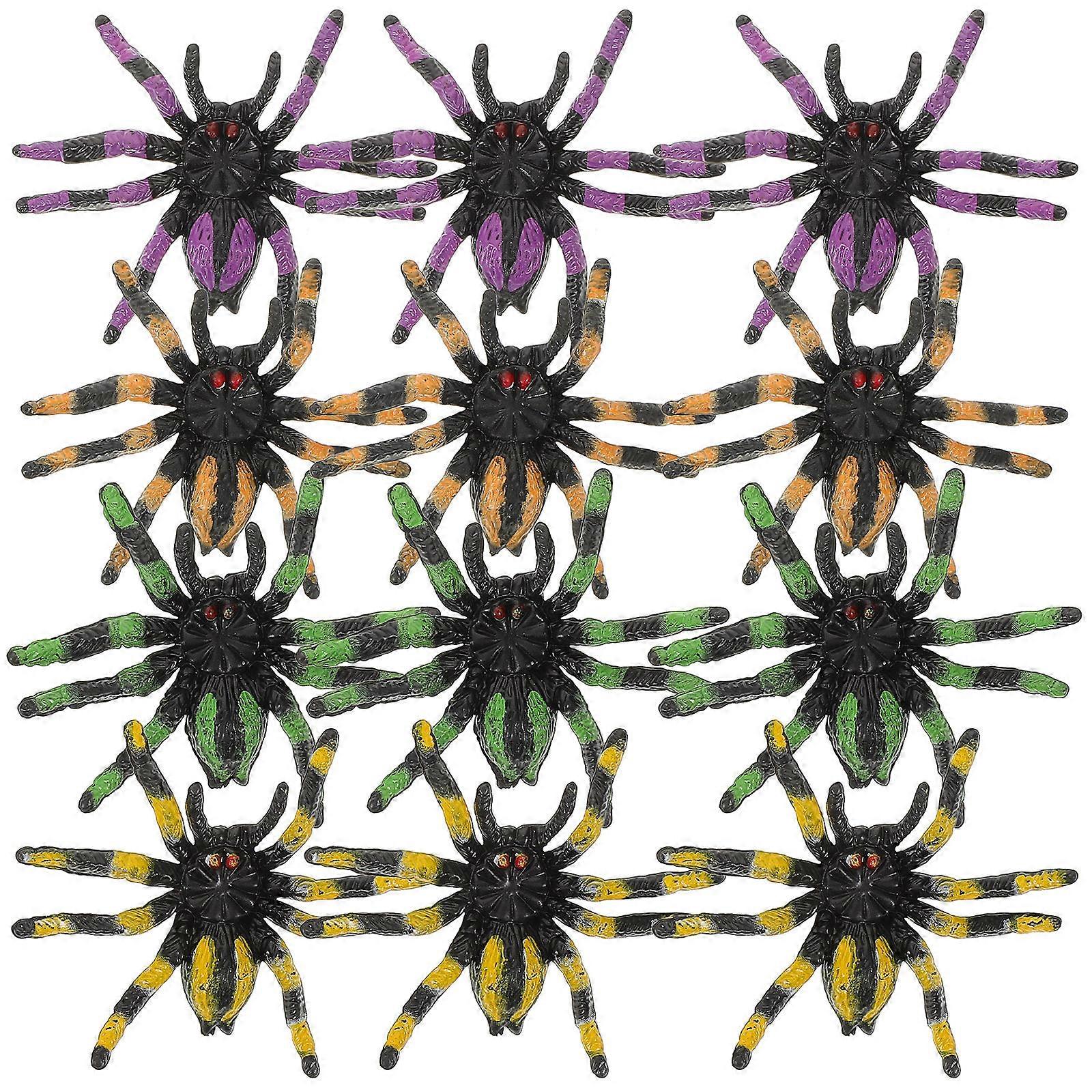 Halloween Party Spider Prop for Decoration Use 60Pcs Assorted Color Plastic