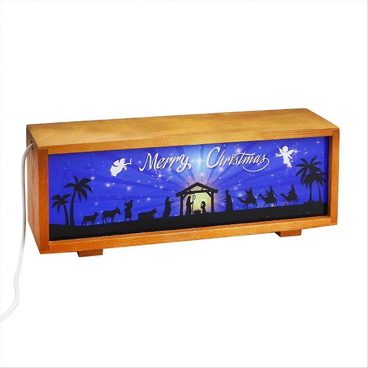 Nativity Scene Lantern LED Decorative Lamp Wood ChristmasDecorations Nativity Scene for Mantel Beds