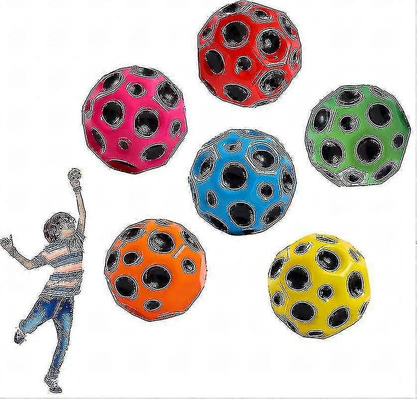 6-pak Astro hoppebolde, Space Theme gummi hoppebolde til børn