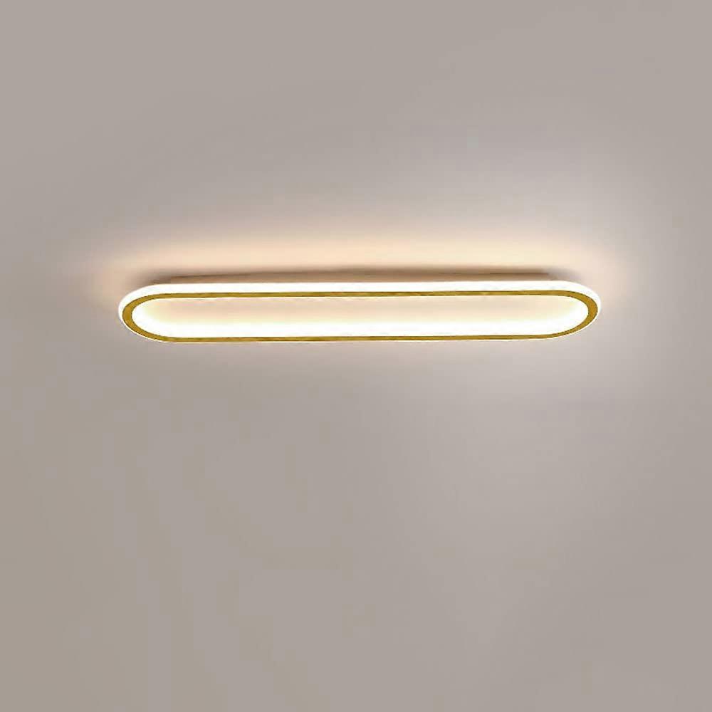 Modern Long LED Ceiling Light Rectangular Flush Mount LED Fixture For Bathroom Hallway Kitchen Office Porch Black & Gold