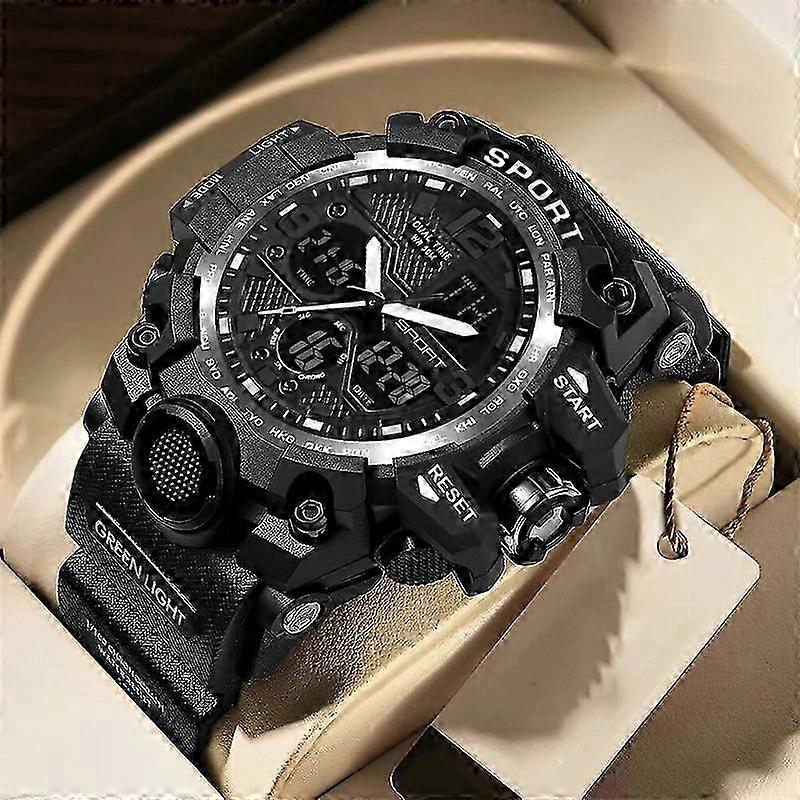 Sport Electronic Watch for Men, Waterproof Luminous, Pointer and Digital Dual Display with Rubber Strap