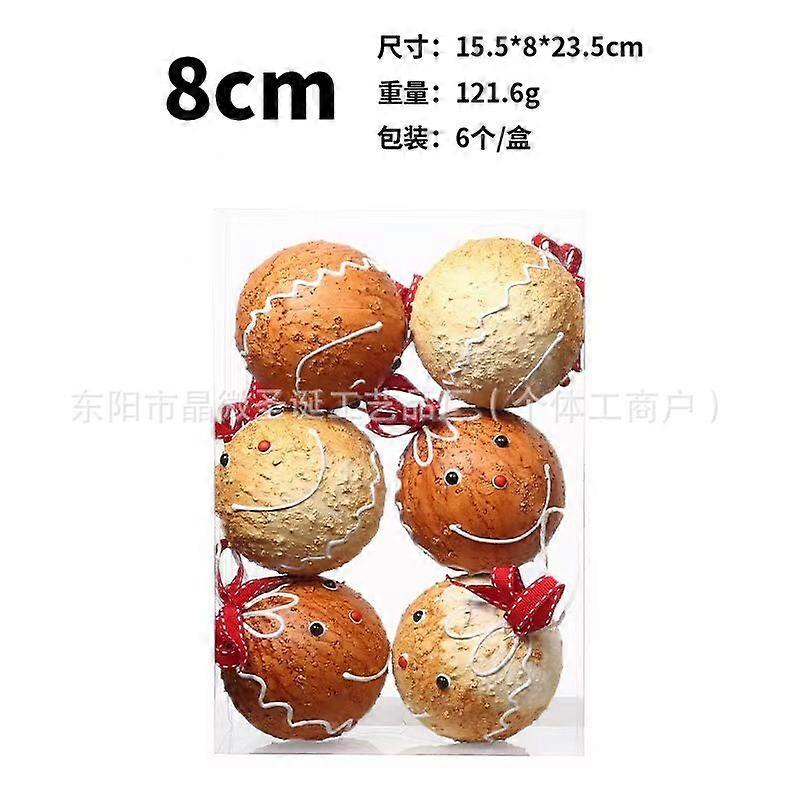 8cm Painted Gingerbread Man Foam Balls Christmas Tree Ornaments Set