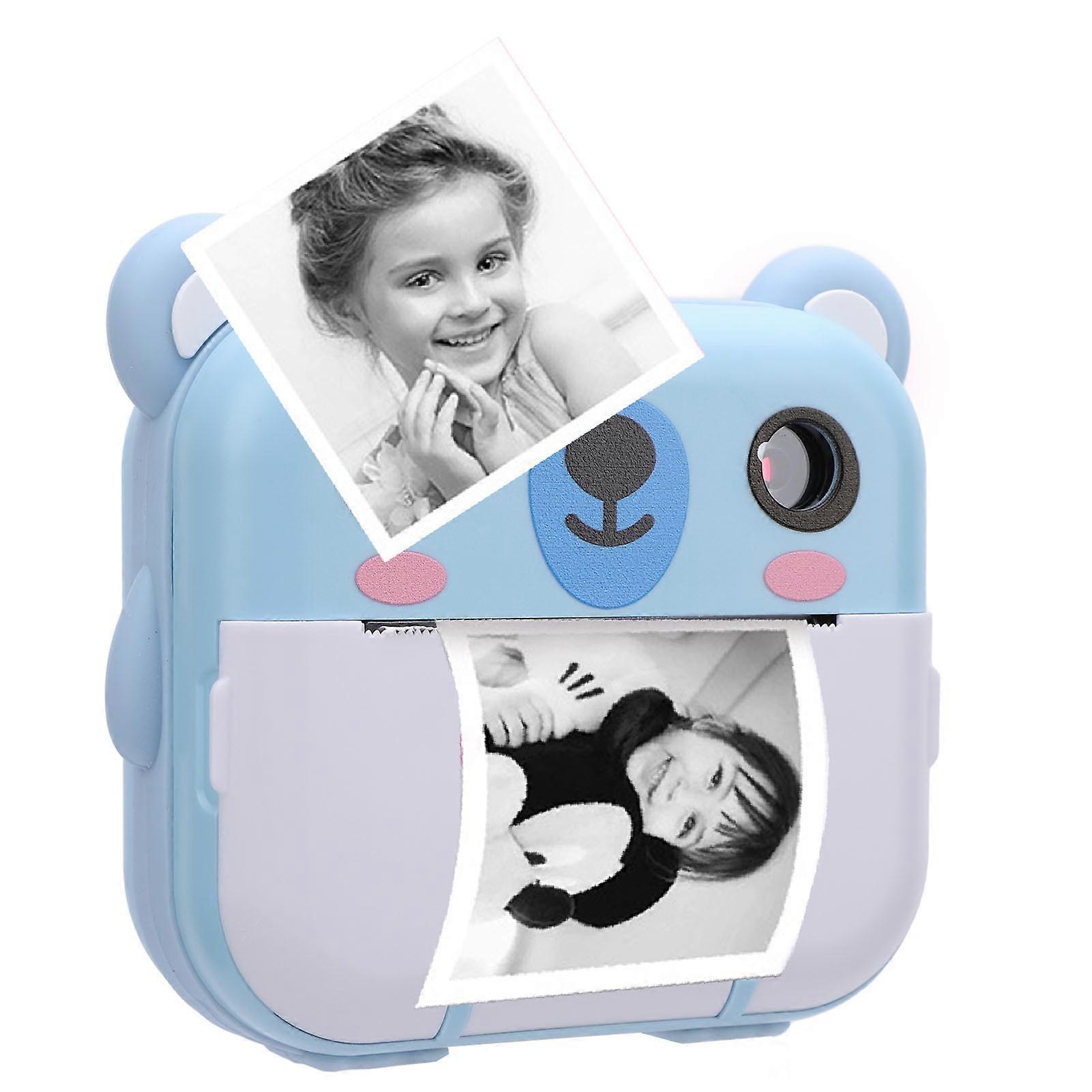 Instant Print Camera with Print Paper 2 Inch 320x240 TFT Screen 1080P Music Games 1000mAh Instant Print Digital Camera for Kids Present Blue 