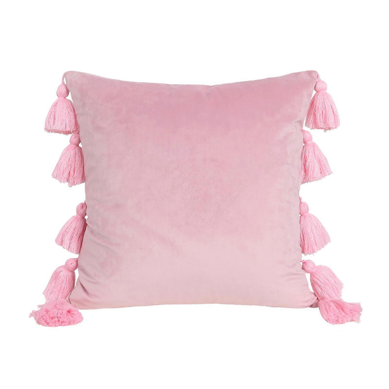 Velvet Throw Pillow Cover With Tassels, Multiple Sizes Available, For Couch And Office Decor, Soft Velvet Cushion Cover