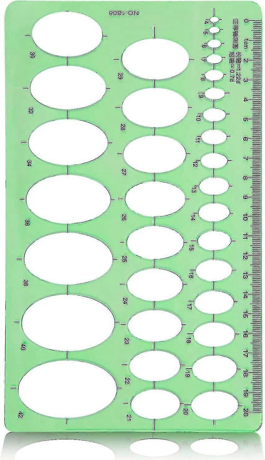 Soikea pyöreä stensiilimalli taiteilijan suunnittelun piirustusaputyökalu (halkaisija 4 mm - 42 mm)