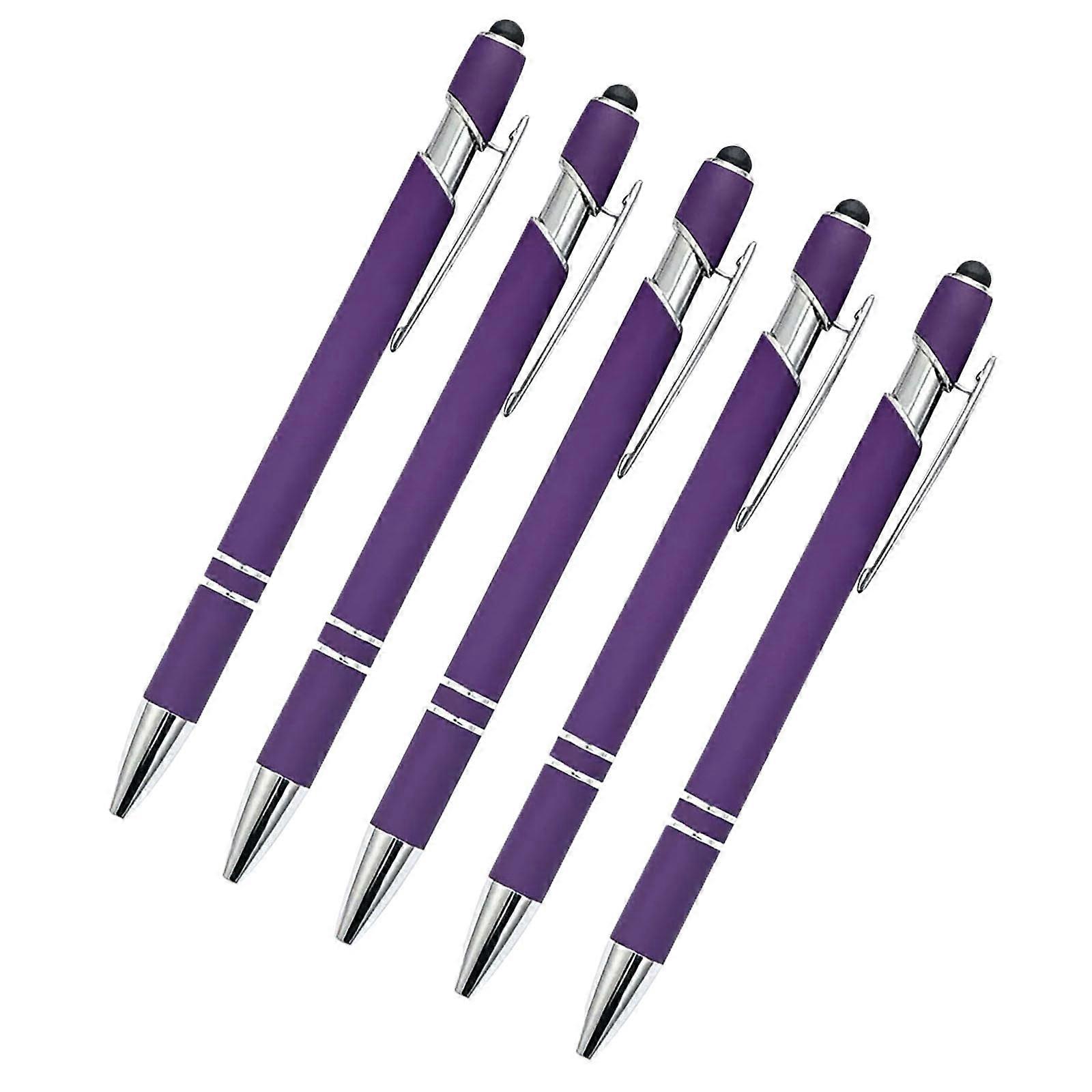 IMossad Ballpoint Pen with Stylus Tip, Soft Touch Click Metal Pen, 1.0mm Medium Point, Black Ink, 5 Count