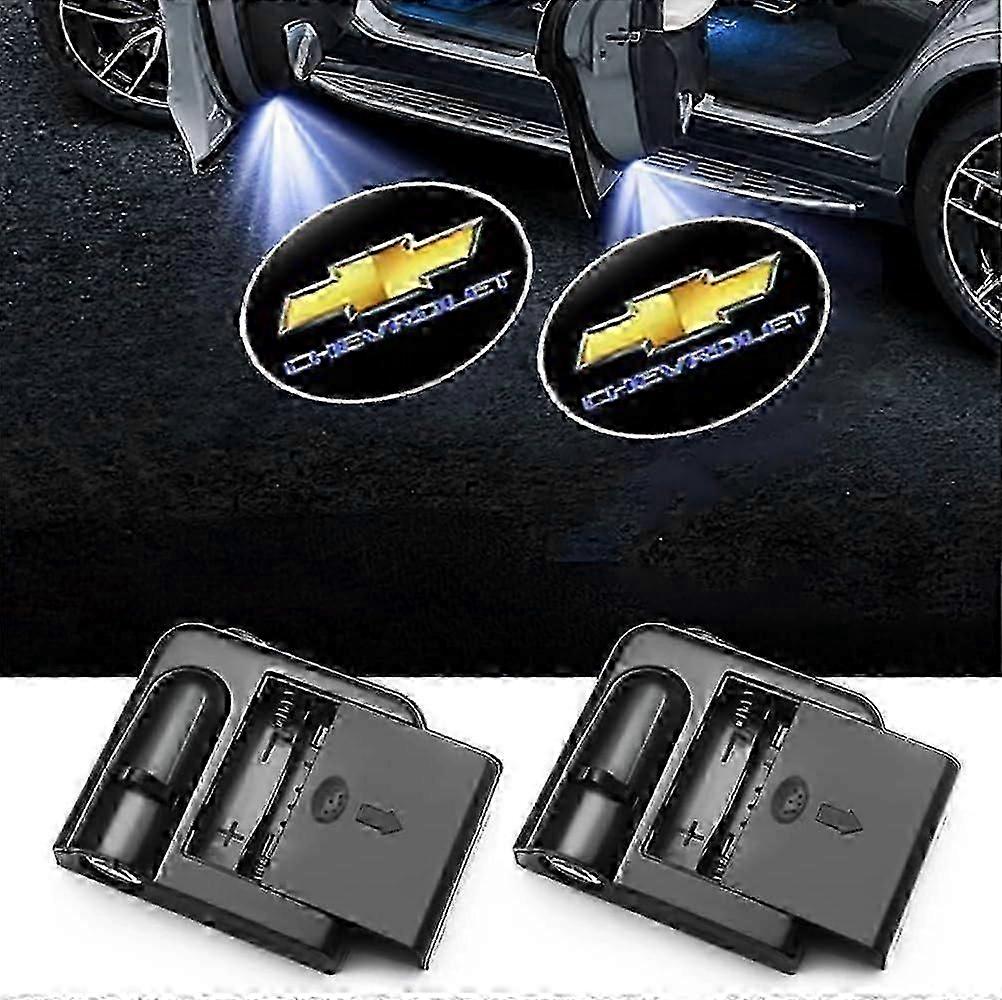 2pcs Chevrolet Chevy Wireless Car Door Logo Light Led Hd Welcome Courtesy Ghost Shadow Projector Lamp For Car Customization And Style Enhancement