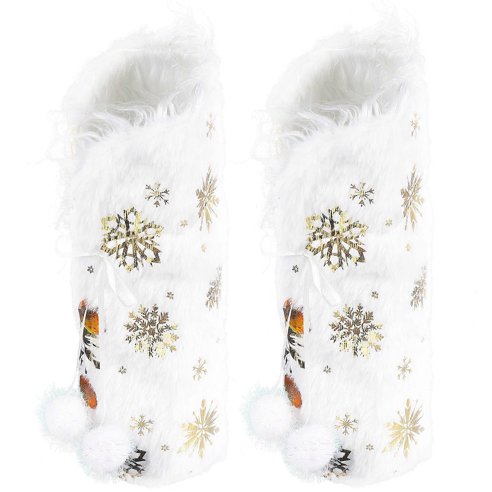 2pcs Decorative Wine Bottle Covers Xmas Snowflake Pattern Bottle Cover Wine Accessory