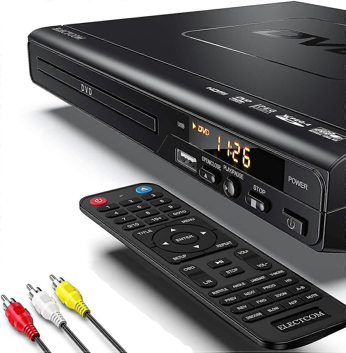 DVD Player for TV with CD Player, USB Port, and Region-free Playback