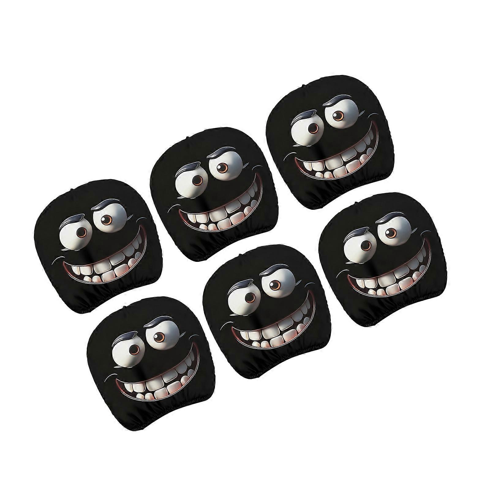 Cute Smile Design Auto Headrest Protectors Soft Polyester Fabric Headrest Covers For Most Cars With Easy Maintenance Multicolor