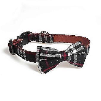 Elegante kattenhalsband, klassieke groene plaid met afneembare vlinderdas, veiligheidskraag met een verstelbaar ontwerp voor een optimale pasvorm