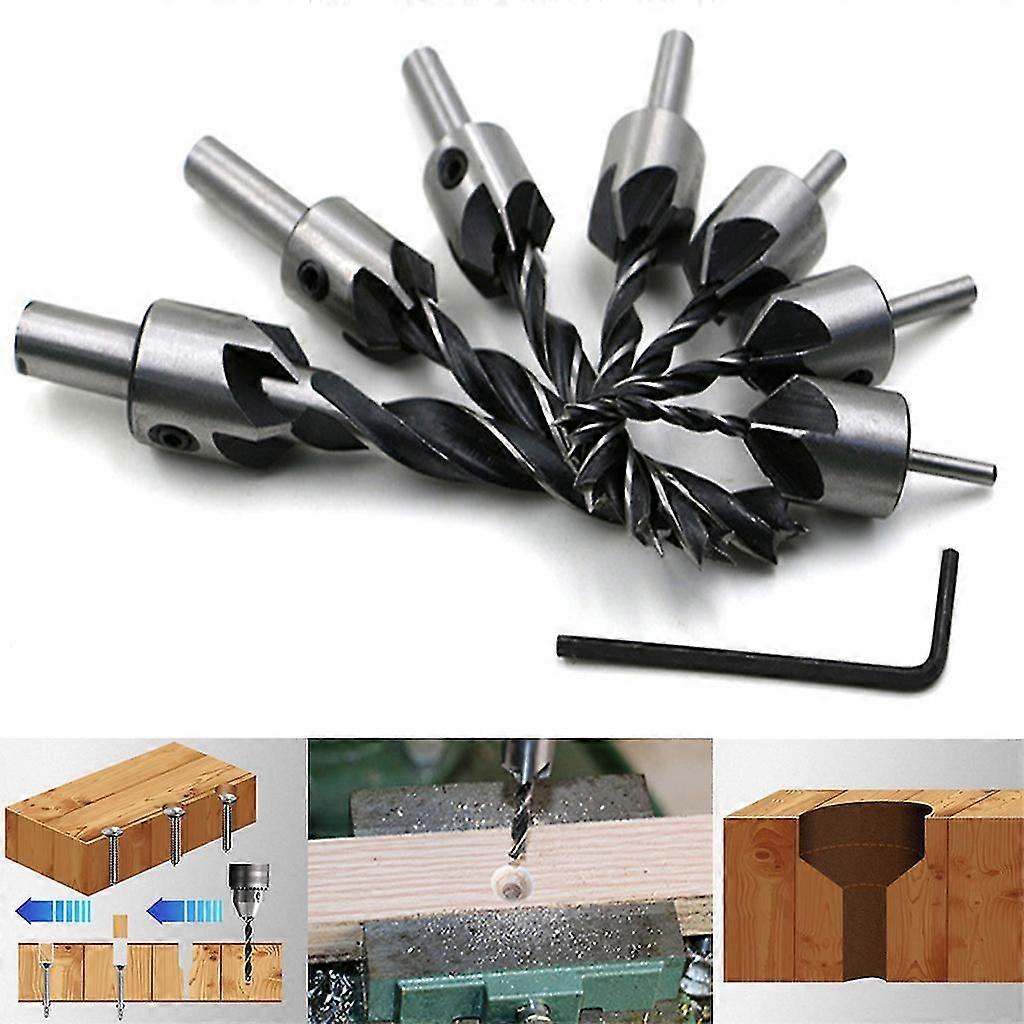 7 Pcs Drill Bit Set Drill Adjustable Carpentry Reamer With One Hex Key