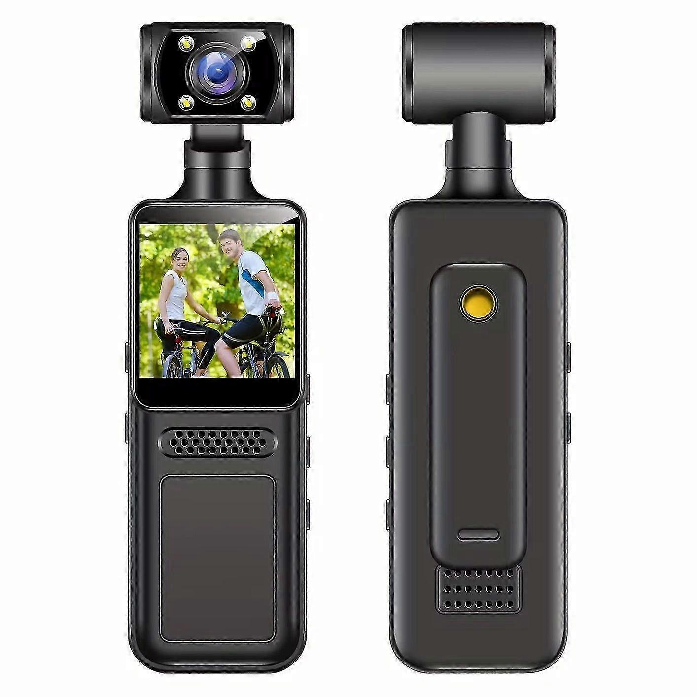 25-26 M12 4K Action Camera Handheld Recorder With 180 Rotating Lens LED Filling Light Loop Recording