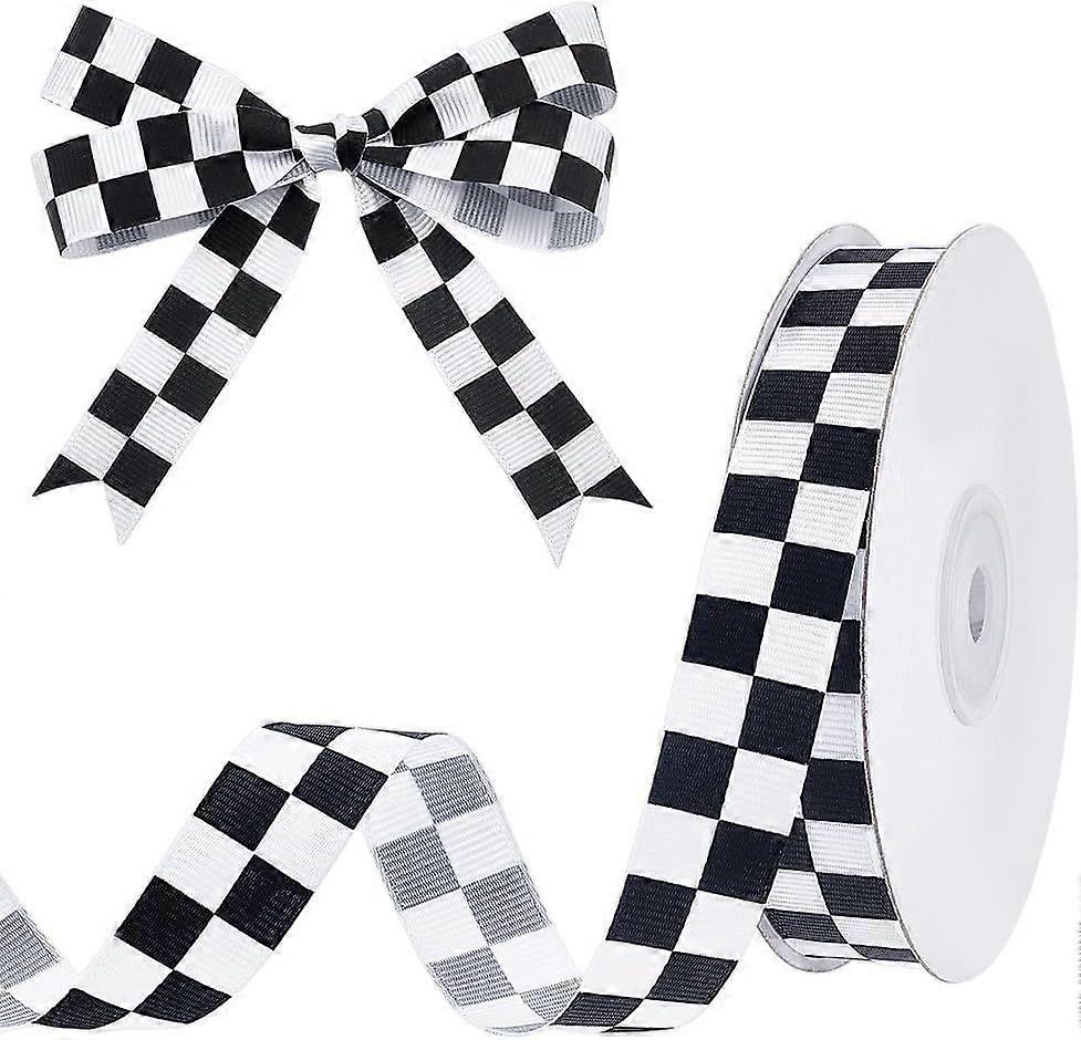 Ruban gros-grain à carreaux noirs et blancs de 27 yards (25 mètres), 3/4 pouce (1,9 cm), motif voiture de course. Ruban gros-grain à carreaux classiques pour la création de voitures de course.