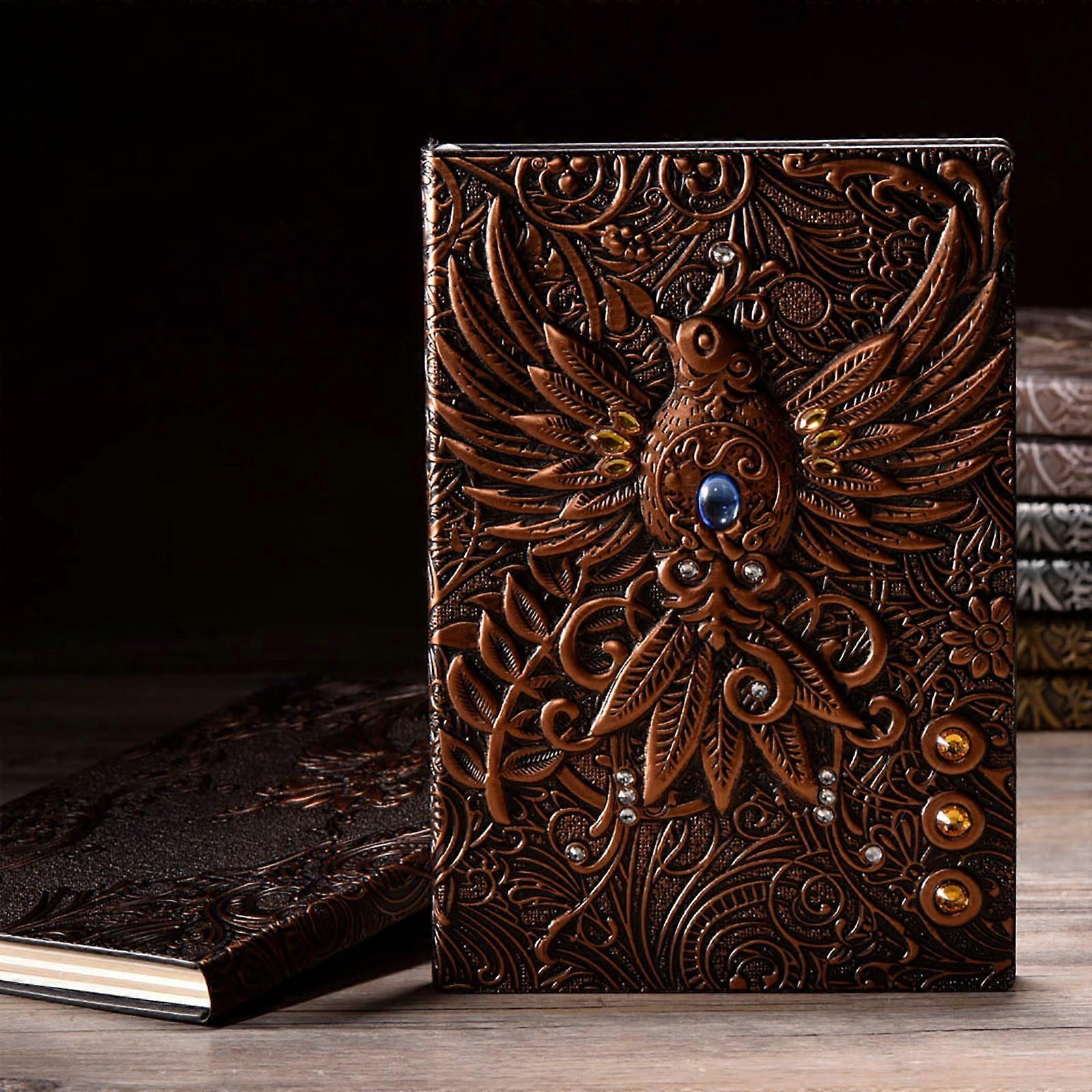 Retro Embossed Bird Pattern Notebook European A5 Notepad Stereo, Delicate Diary, Travel Journal, Undated – Start Any Time 100 Pages