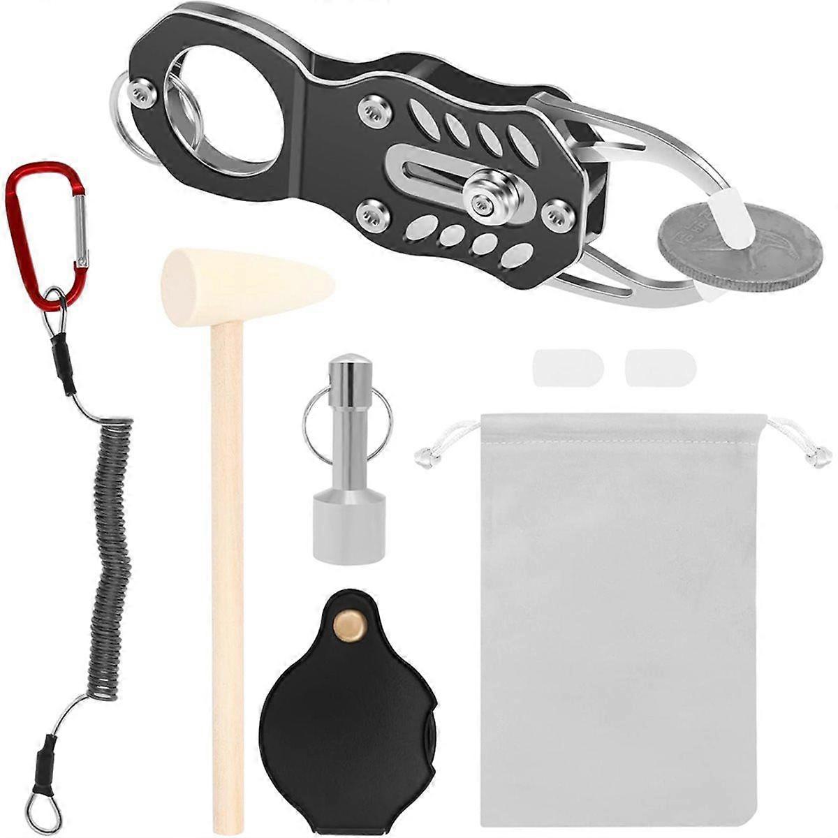 Pocket Tester Kit,Portable Gold and Silver Change Resonance Testing Tool,with Hammer and Magnifying