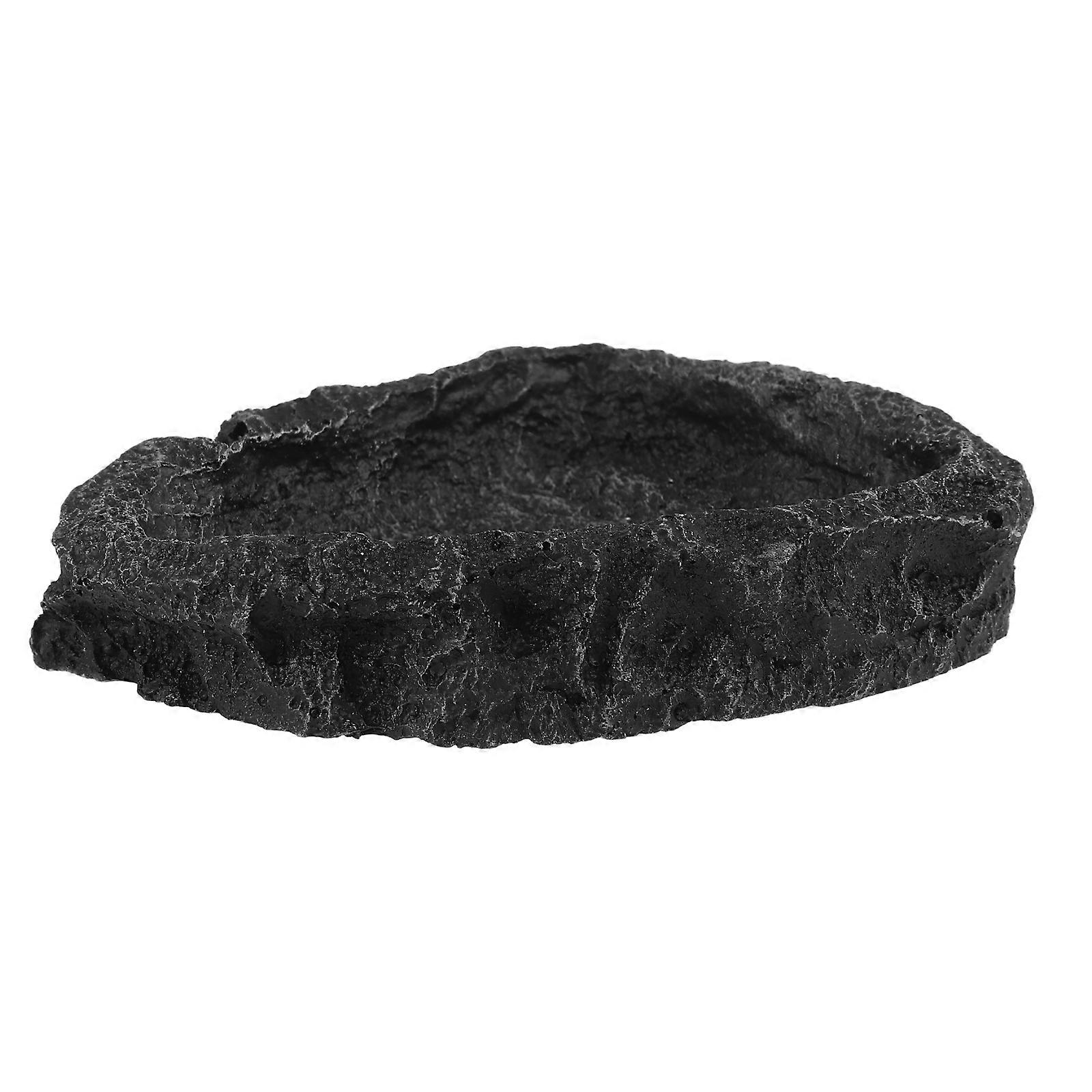 Reptile Water Bowl Reptile Feeder Dark Grey Rectangular Durable Stable 1Pcs