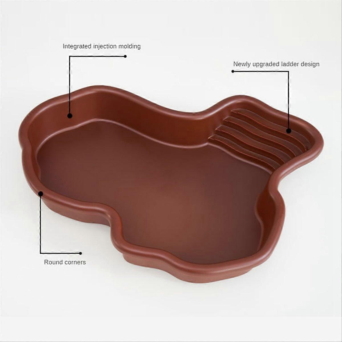 Reptile Bathing Pool Amphibians Accessories with Ramp Reptile Water Bowl for Tortoise Turtle Hamster