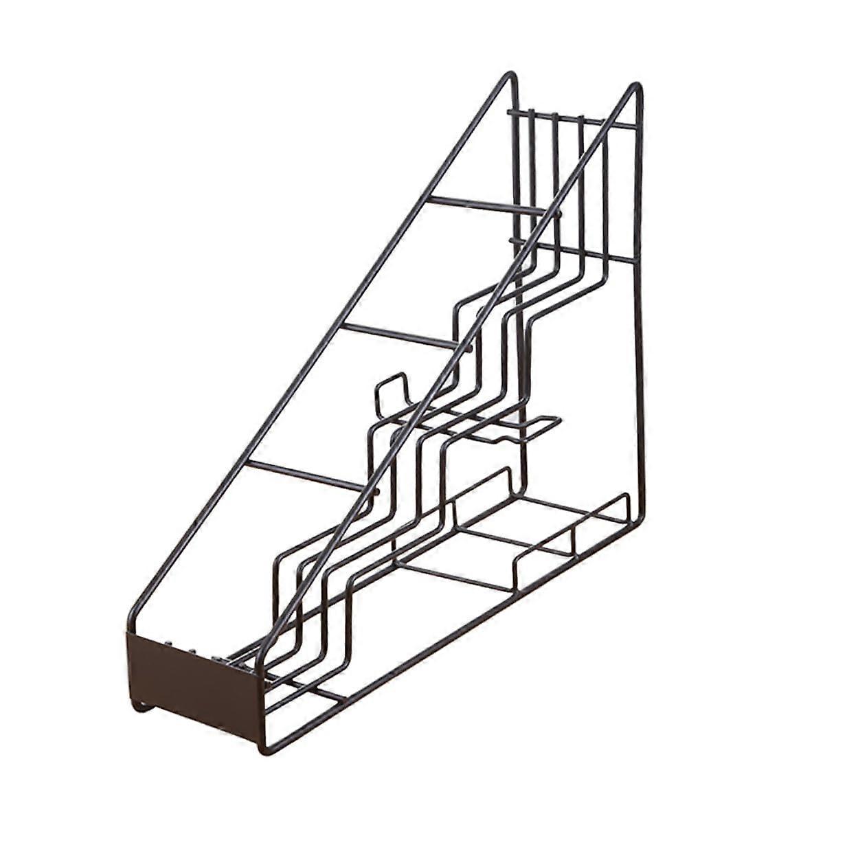 Syrup Bottle Organizer Rack Step Iron Shelf for Coffee  Kitchen Pantry Black SpaceSaving Storage
